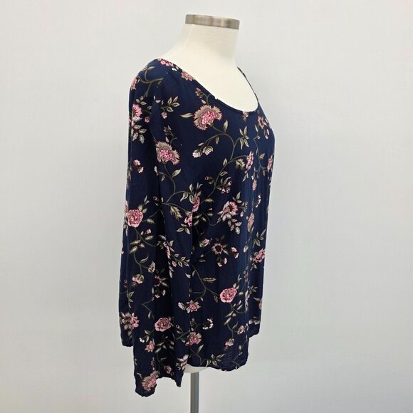 Faded Glory Womens Blue Floral Tunic Blouse W/Cross Back Detail Size 2XL XXL - Picture 11 of 15